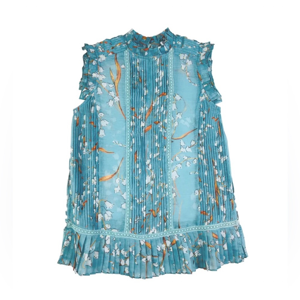 BURU Flutter Sleeve Pleated Top - Small